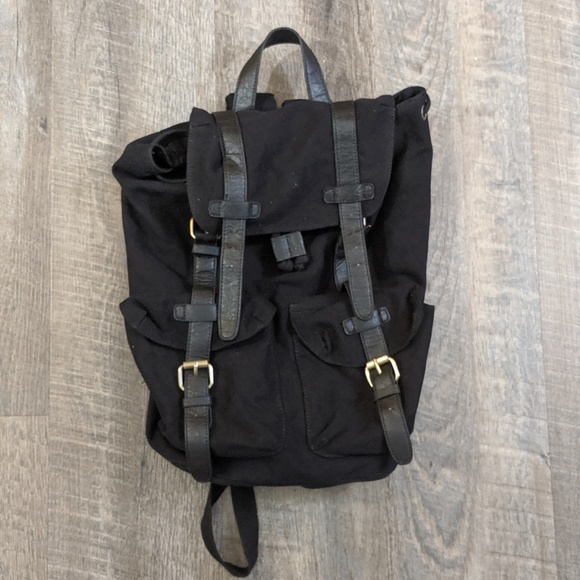 ASOS Black Unisex Canvas Ruck Sack Backpack - Picture 1 of 7